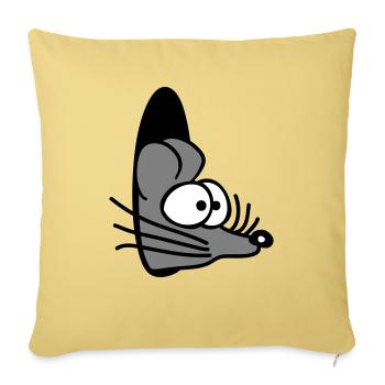 Maus Wand Loch Mauseloch Guckt Süß Lustig Comic - Sofakissenbezug 45 x 45 cm - Hellgelb - Vorne