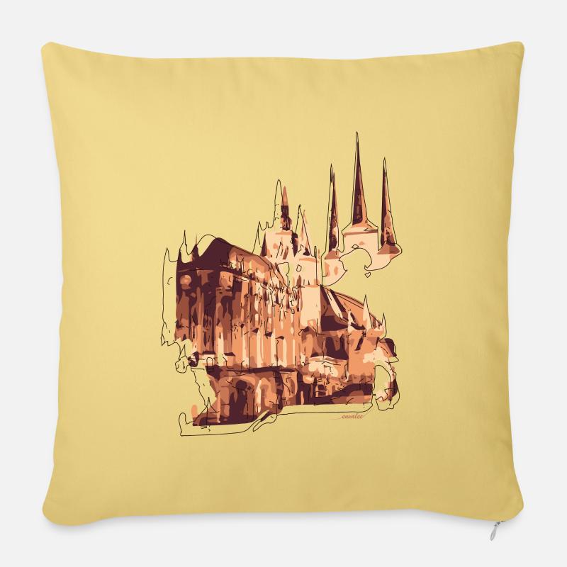 Kirche - Sofakissenbezug 45 x 45 cm - Hellgelb
