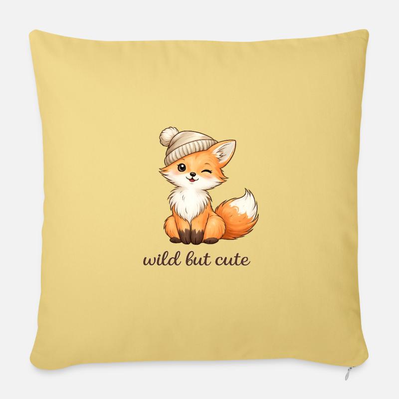 Cuddly fox with hat - Sofa pillowcase 17,3'' x 17,3'' (45 x 45 cm) - washed yellow