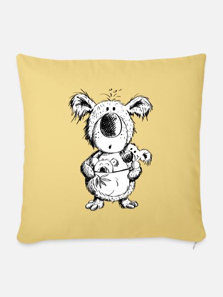 Koala Mama Mit Babys - Sofakissenbezug 45 x 45 cm - Hellgelb