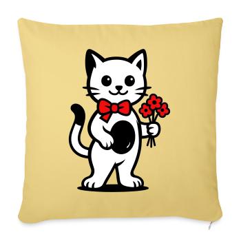 Kawaii cat lover with red ribbon - Sofa pillowcase 17,3'' x 17,3'' (45 x 45 cm) - washed yellow - Front