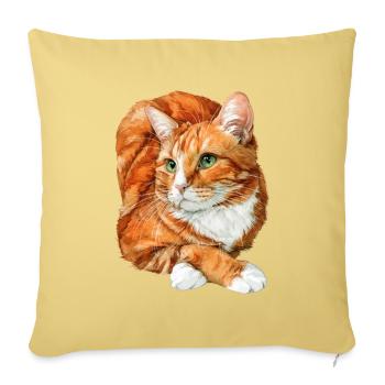 Orangefarbene Katze ruht sich aus - Sofakissenbezug 45 x 45 cm - Hellgelb - Vorne