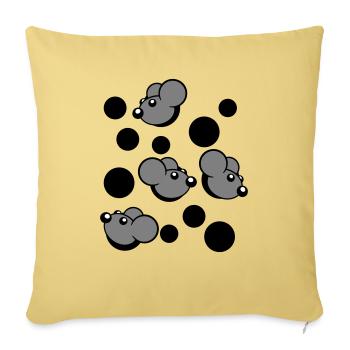 Beaucoup de souris regardant 4 trous de souris motif de trou mural - Housse de coussin décorative 45 x 45 cm - jaune délavé - Devant