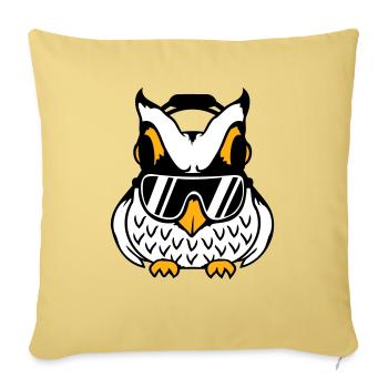Owl Headphones Sunglasses Cool Music Listening Party - Sofa pillowcase 17,3'' x 17,3'' (45 x 45 cm) - washed yellow - Front