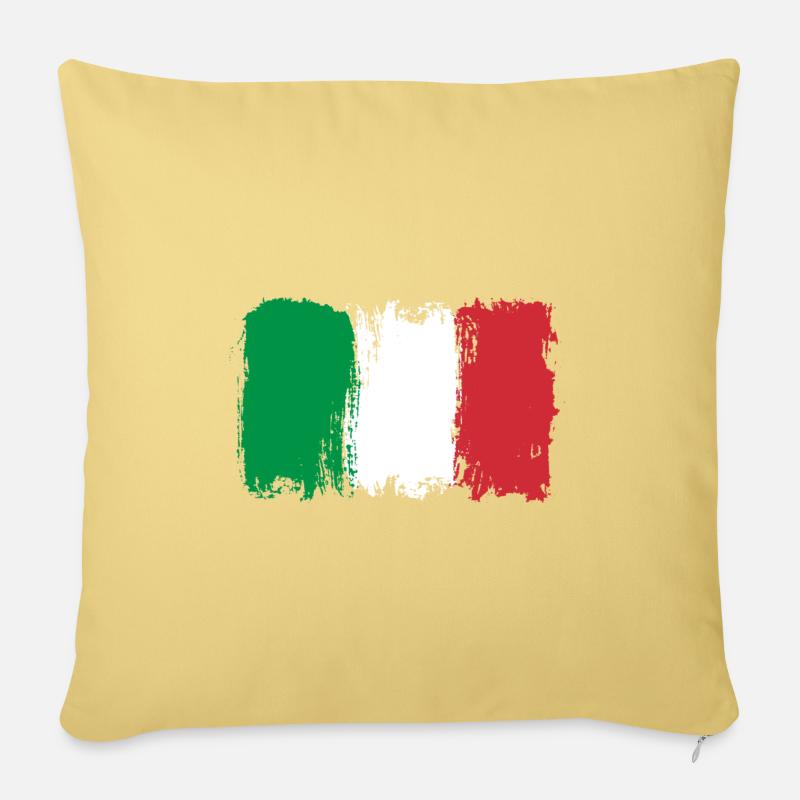 Pinselstriche der italienischen Flagge - Sofakissenbezug 45 x 45 cm - Hellgelb