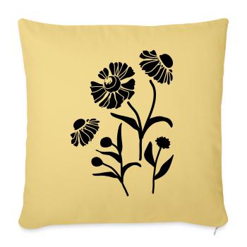 Hélénium floral - Housse de coussin décorative 45 x 45 cm - jaune délavé - Devant