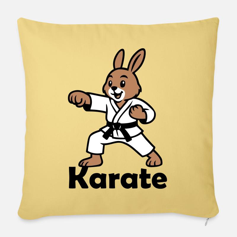 Karaté Lapin - Housse de coussin décorative 45 x 45 cm - jaune délavé