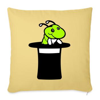 Chenille Chapeau Haut de Forme Magicien Sorcier Tour de Magie Mignon - Housse de coussin décorative 45 x 45 cm - jaune délavé - Devant
