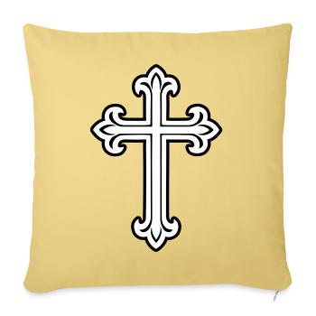 Symbole de croix chrétien - Housse de coussin décorative 45 x 45 cm - jaune délavé - Devant