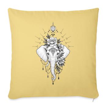 Blumen-Elefantenmandala-Schmuck - Sofakissenbezug 45 x 45 cm - Hellgelb - Vorne
