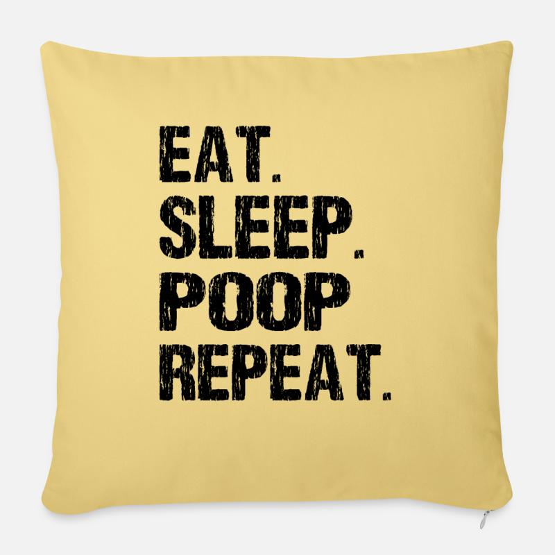 Manger caca de sommeil Répéter les chiots - Housse de coussin décorative 45 x 45 cm - jaune délavé