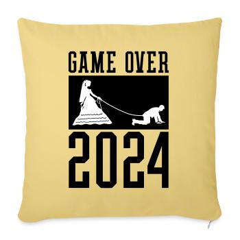 Game Over 2024 Mariage - Housse de coussin décorative 45 x 45 cm - jaune délavé - Devant