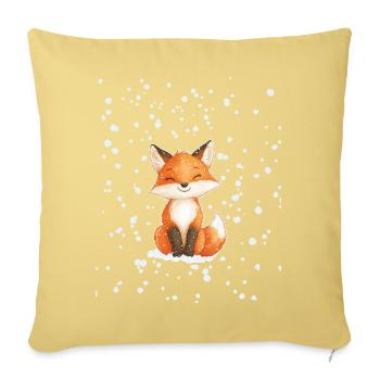 Fox with snowflakes - Sofa pillowcase 17,3'' x 17,3'' (45 x 45 cm) - washed yellow - Front