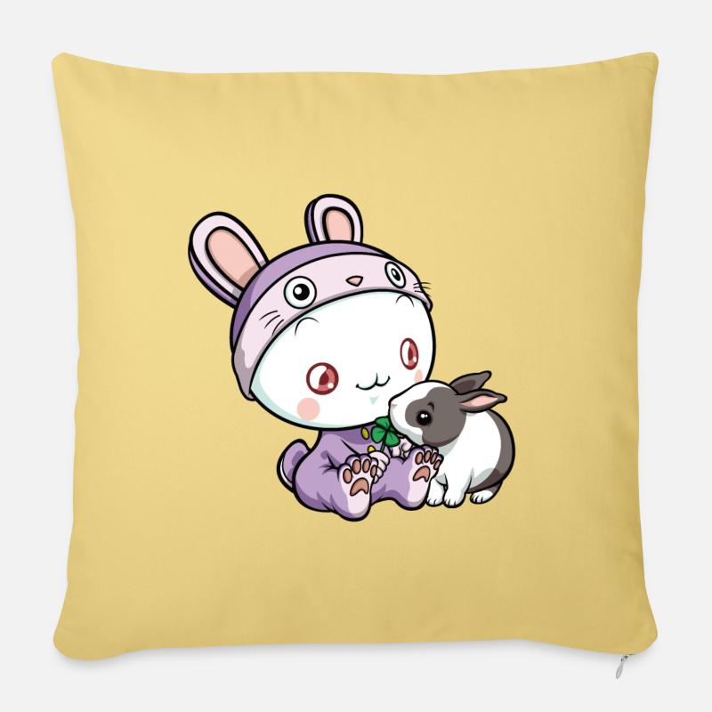 Puni-Hase Klee - Sofakissenbezug 45 x 45 cm - Hellgelb