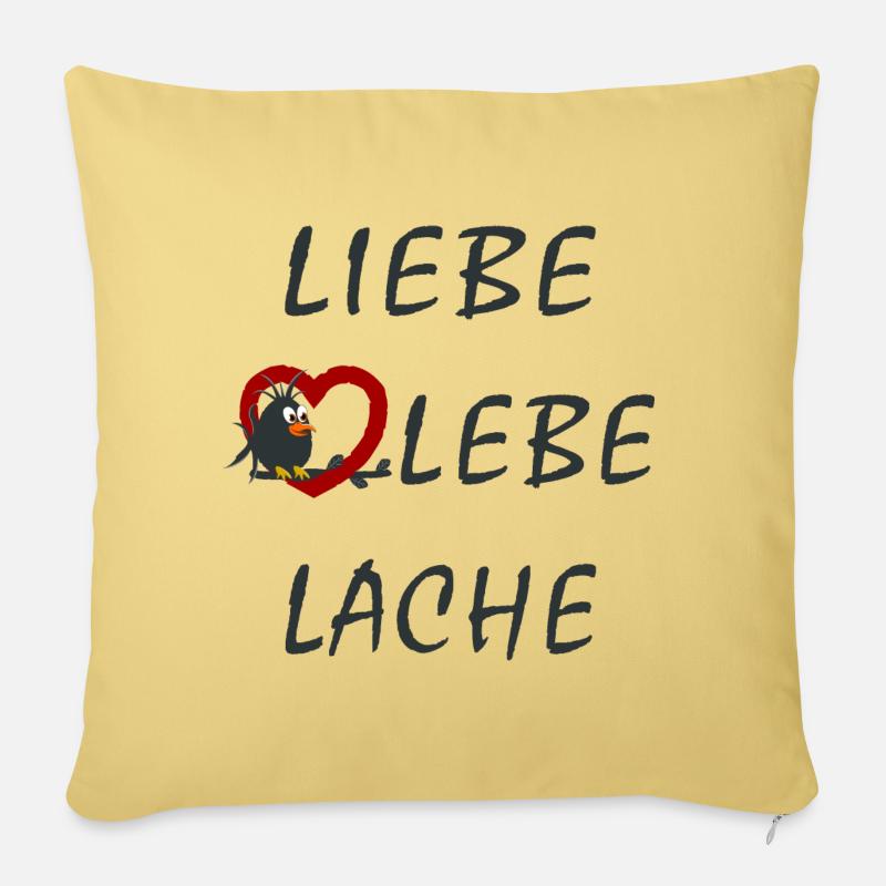 Liebe Lebe Lache - Sofakissenbezug 45 x 45 cm - Hellgelb
