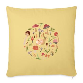 Escargot d’automne &Champignons (Ronde) - Housse de coussin décorative 45 x 45 cm - jaune délavé - Devant