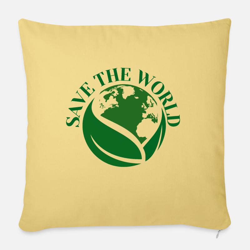 SAVE THE WORLD - Housse de coussin décorative 45 x 45 cm - jaune délavé