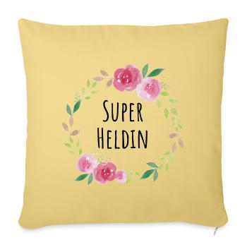 Super Heldin Feministin Muttertag Geschenk Blumen - Sofakissenbezug 45 x 45 cm - Hellgelb - Vorne
