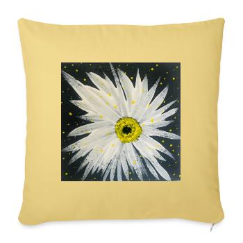 Design Edelweiss-noir-blanc - Housse de coussin décorative 45 x 45 cm - jaune délavé - Devant
