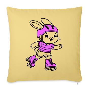 Fille patineuse à roulettes - Housse de coussin décorative 45 x 45 cm - jaune délavé - Devant