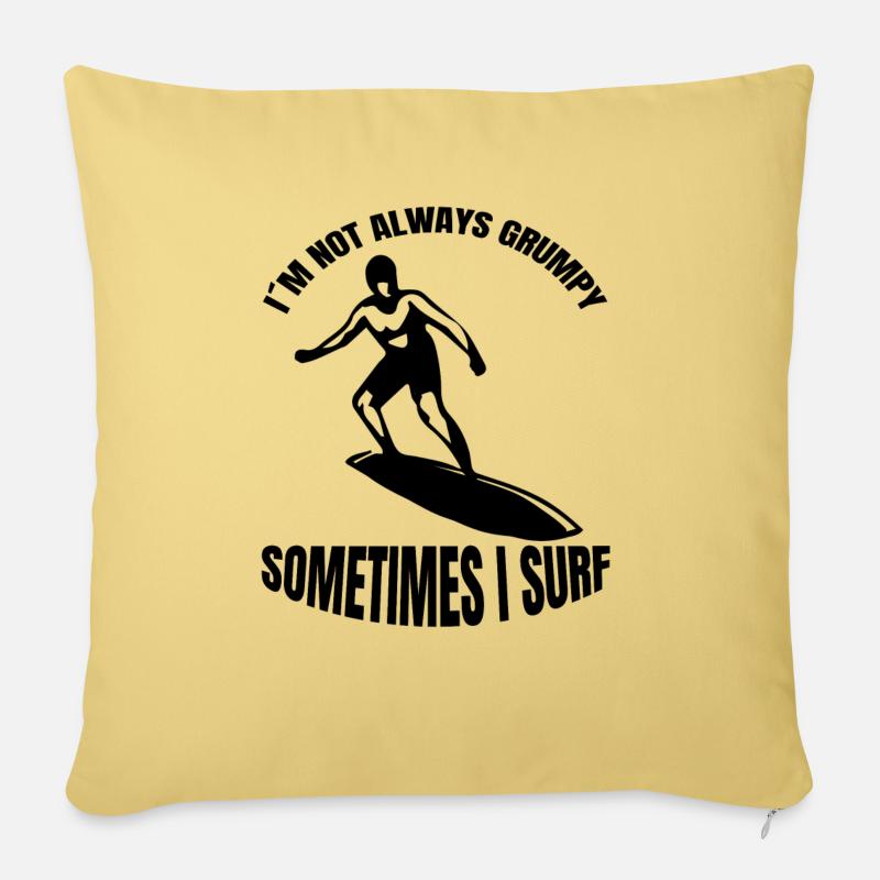 Surfer surferin Wellenreiten Surfbrett surfen - Sofakissenbezug 45 x 45 cm - Hellgelb