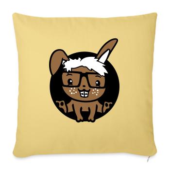 Bunny Nerd Geek Horn-Rimmed Glasses Hole Freak Intelligent - Sofa pillowcase 17,3'' x 17,3'' (45 x 45 cm) - washed yellow - Front