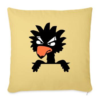 Raven Bird Peeps Evil Cool Funny Comic Humor Fun - Sofa pillowcase 17,3'' x 17,3'' (45 x 45 cm) - washed yellow - Front