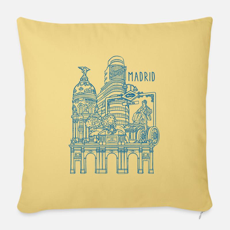 MADRID COLLAGE BLUE - Sofa pillowcase 17,3'' x 17,3'' (45 x 45 cm) - washed yellow