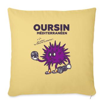 Oursin pétanque méditerranéean - Housse de coussin décorative 45 x 45 cm - jaune délavé - Devant