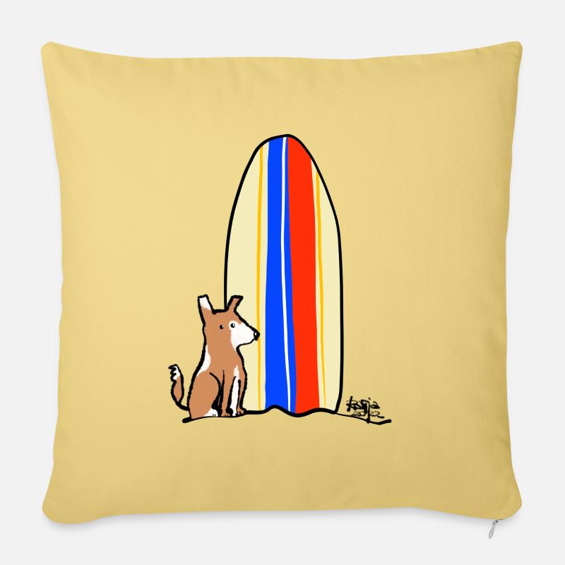 Hund mit Board - Sofakissenbezug 45 x 45 cm - Hellgelb