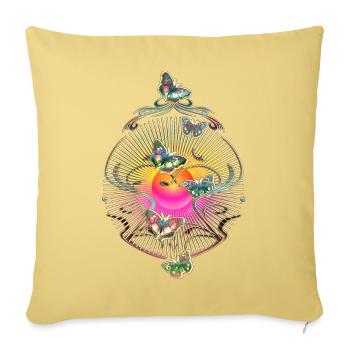 Schmetterlinge Schnörkel Ranke Sonne Muster - Sofakissenbezug 45 x 45 cm - Hellgelb - Vorne