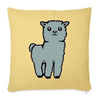 Mignon Alpaga Lama Animal Doux Moelleux Bande Dessinée - Housse de coussin décorative 45 x 45 cm - jaune délavé - Devant
