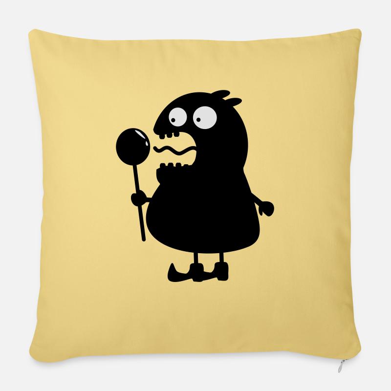 Monstre - Housse de coussin décorative 45 x 45 cm - jaune délavé