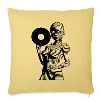 Techno Alien girl with control plate in hand. - Sofa pillowcase 17,3'' x 17,3'' (45 x 45 cm) - washed yellow - Front