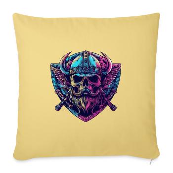 Crâne Viking - Housse de coussin décorative 45 x 45 cm - jaune délavé - Devant