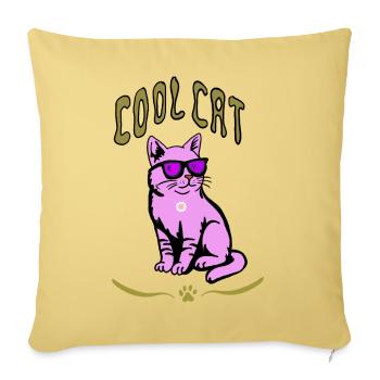 Pink Cat Sunglasses Style - Sofa pillowcase 17,3'' x 17,3'' (45 x 45 cm) - washed yellow - Front