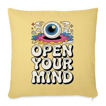  Open Your Mind Psychedelic Auge Retro Hippie - Housse de coussin décorative 45 x 45 cm - jaune délavé - Devant