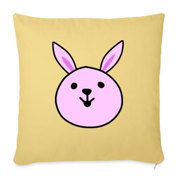 Mignon lapin rose - Housse de coussin décorative 45 x 45 cm - jaune délavé - Devant