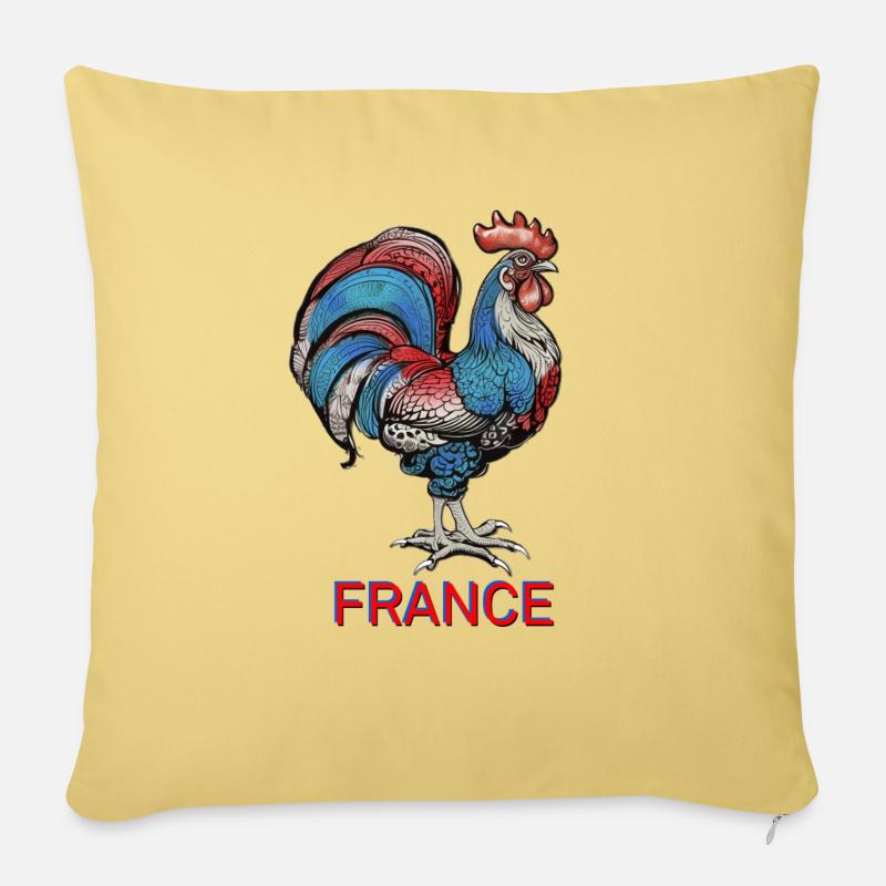 France coque gockel - Housse de coussin décorative 45 x 45 cm - jaune délavé