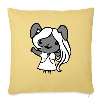 Hase Mädchen Hübsch Frau Häsin Winkt Lange Haare - Sofakissenbezug 45 x 45 cm - Hellgelb - Vorne