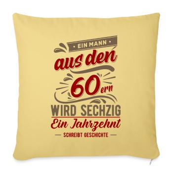 60 Birthday - 60s Man Gift - Sofa pillowcase 17,3'' x 17,3'' (45 x 45 cm) - washed yellow - Front