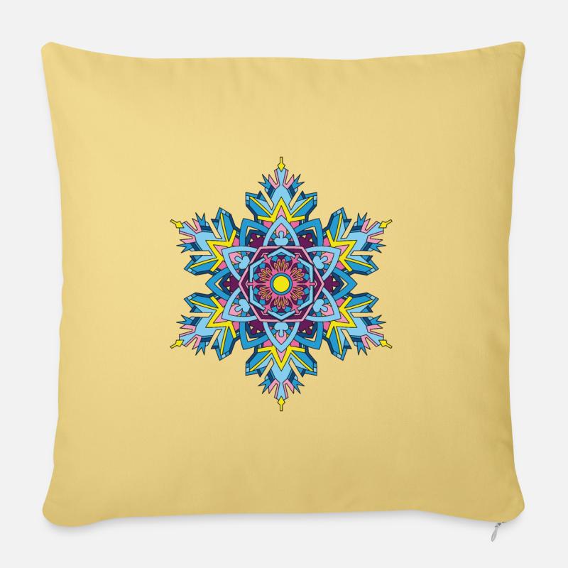 Schneeflocken Mandala - Sofakissenbezug 45 x 45 cm - Hellgelb