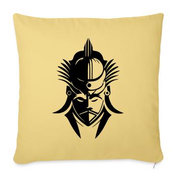 Tête de samouraï - Housse de coussin décorative 45 x 45 cm - jaune délavé - Devant