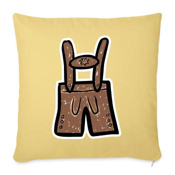 Lederhose - Farbige Zeichnung - Sofakissenbezug 45 x 45 cm - Hellgelb - Vorne