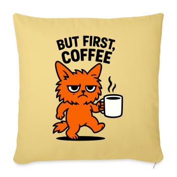 But first coffee cat - Sofa pillowcase 17,3'' x 17,3'' (45 x 45 cm) - washed yellow - Front