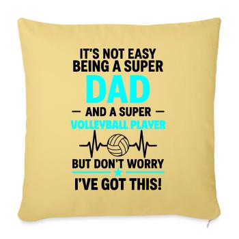 Heart + Volleyball – Super Dad Volleyball Player - Sofa pillowcase 17,3'' x 17,3'' (45 x 45 cm) - washed yellow - Front
