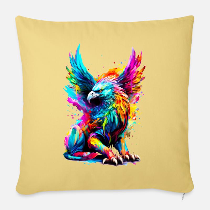 Bemalter Greif - Sofakissenbezug 45 x 45 cm - Hellgelb