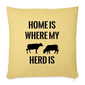 La maison est l’endroit où mon troupeau est des vaches d’élevage vache - Housse de coussin décorative 45 x 45 cm - jaune délavé - Devant