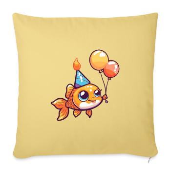Poisson rouge anniversaire bébé - Housse de coussin décorative 45 x 45 cm - jaune délavé - Devant