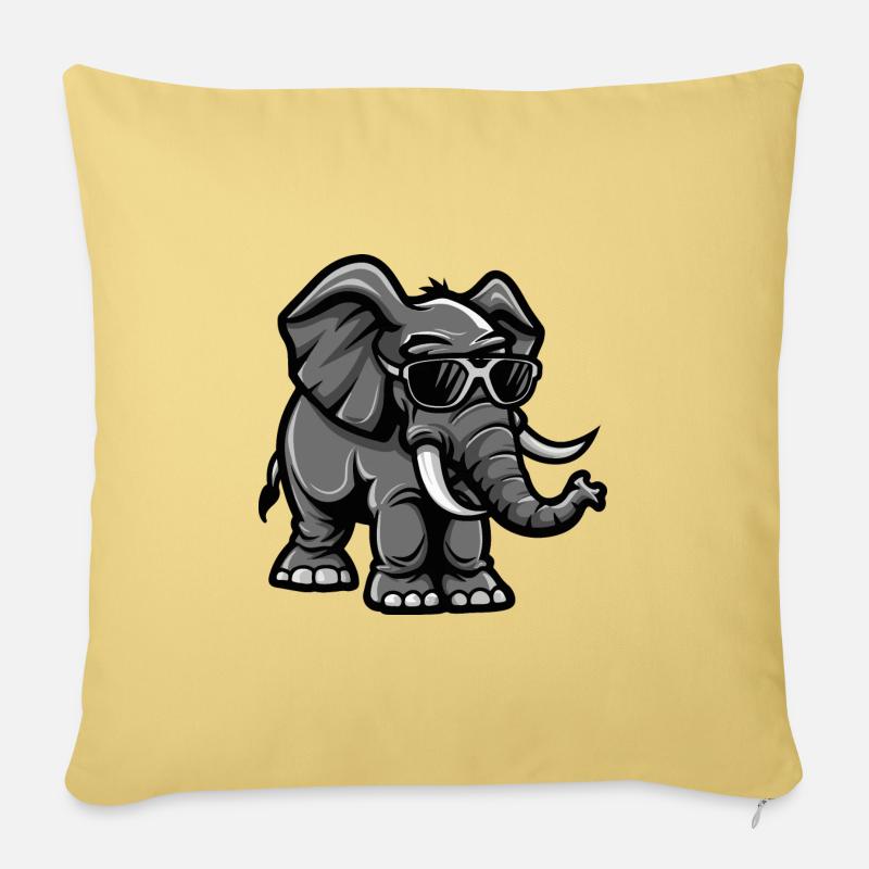 Elefant Tier - Sofakissenbezug 45 x 45 cm - Hellgelb